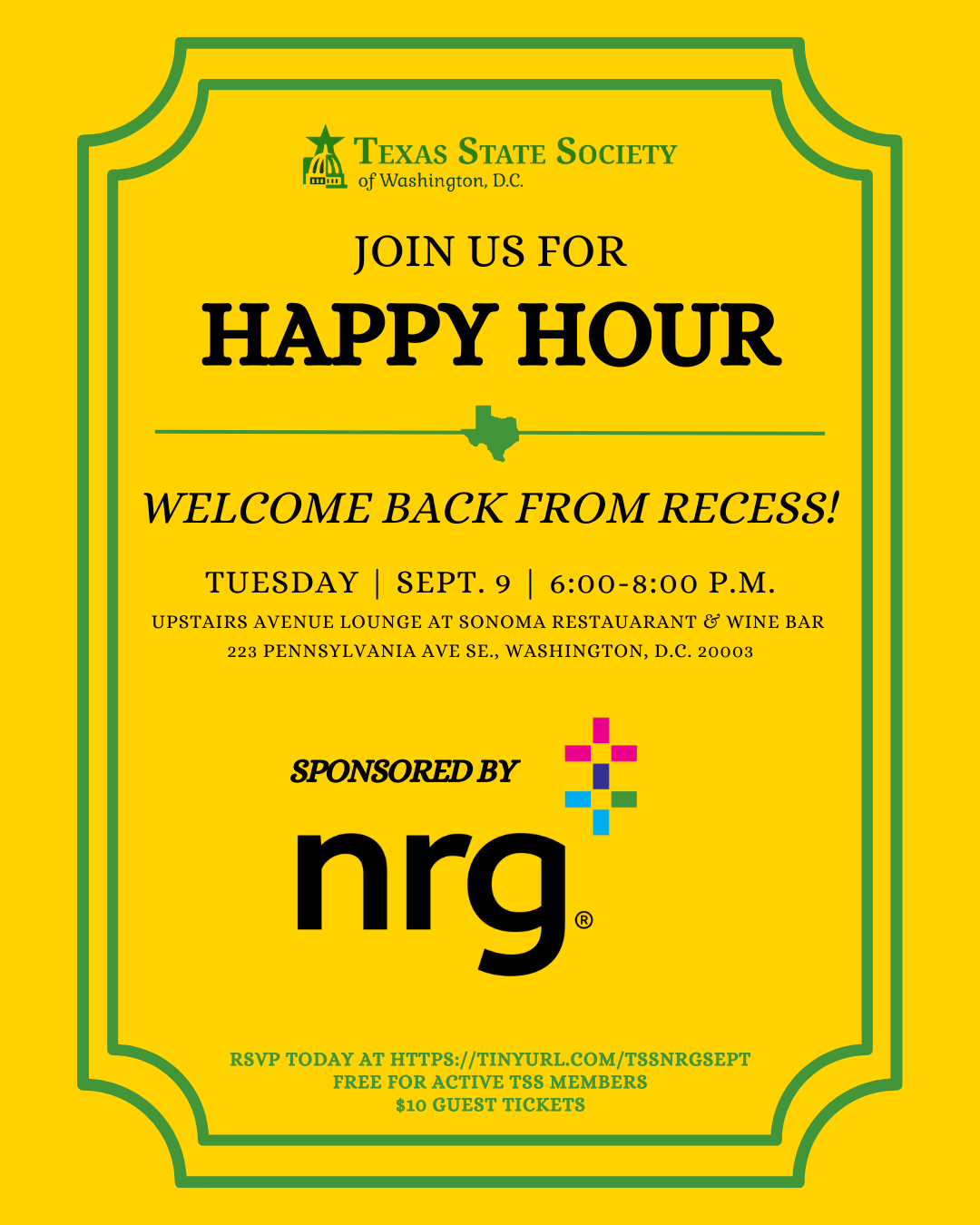 Welcome Back From Recess Happy Hour Sponsored by NRG