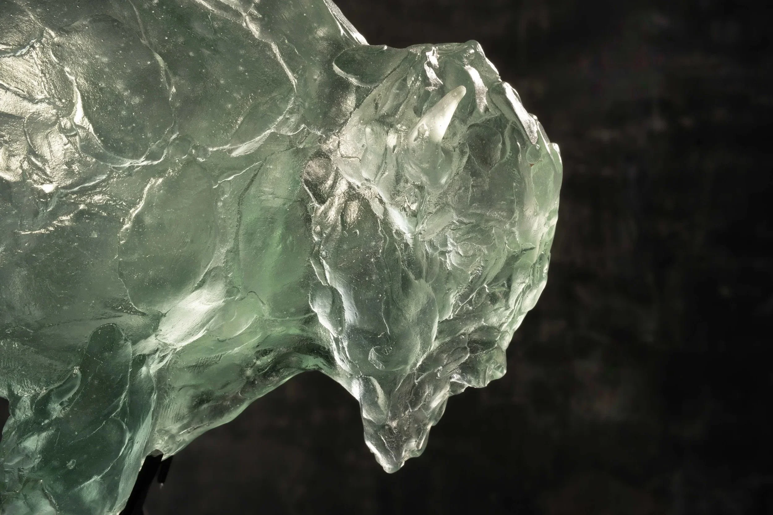 Portent Cast Glass and Steel American Bison Sculpture