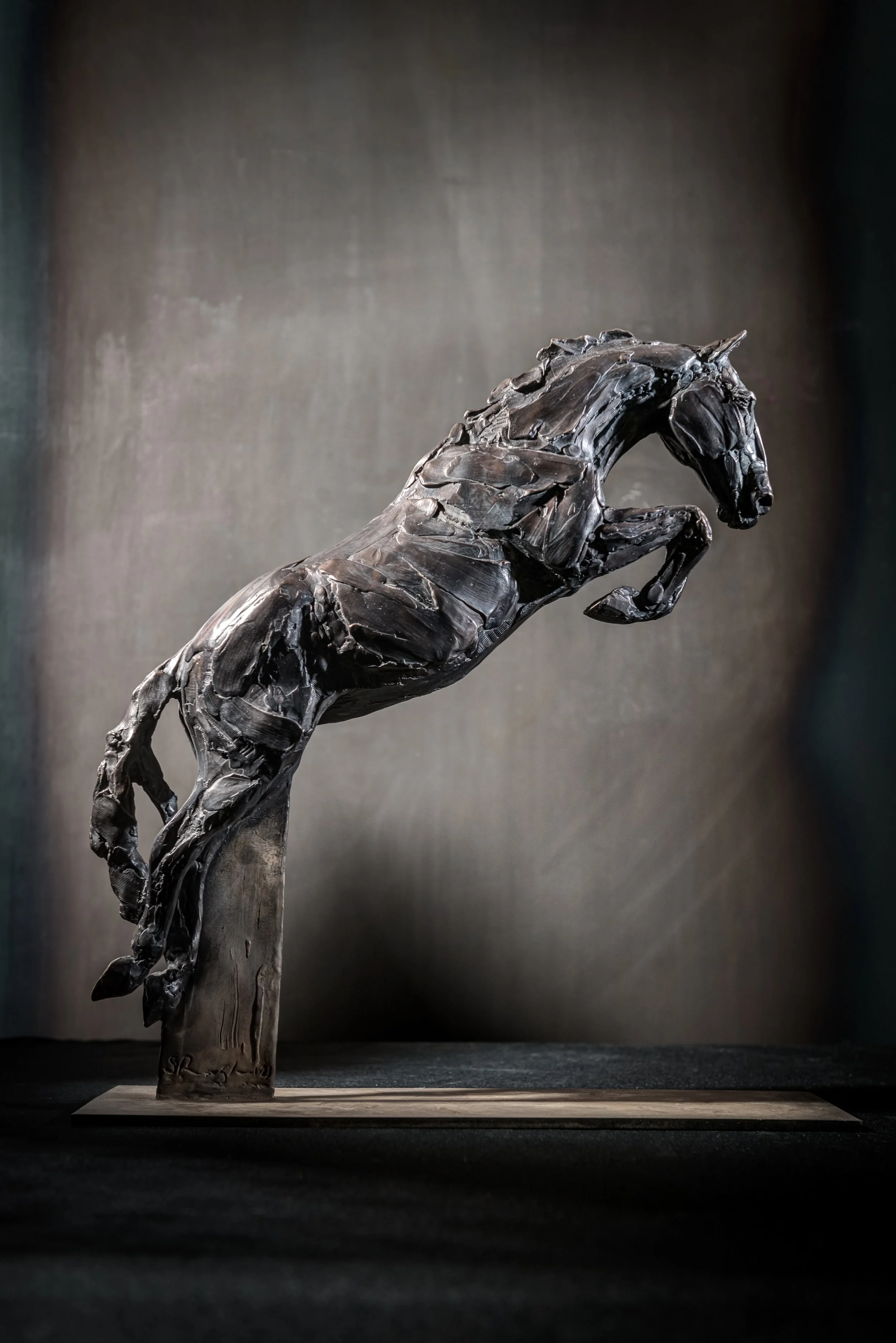 Jumper I Bronze jumping horse sculpture by Stephanie Revennaugh