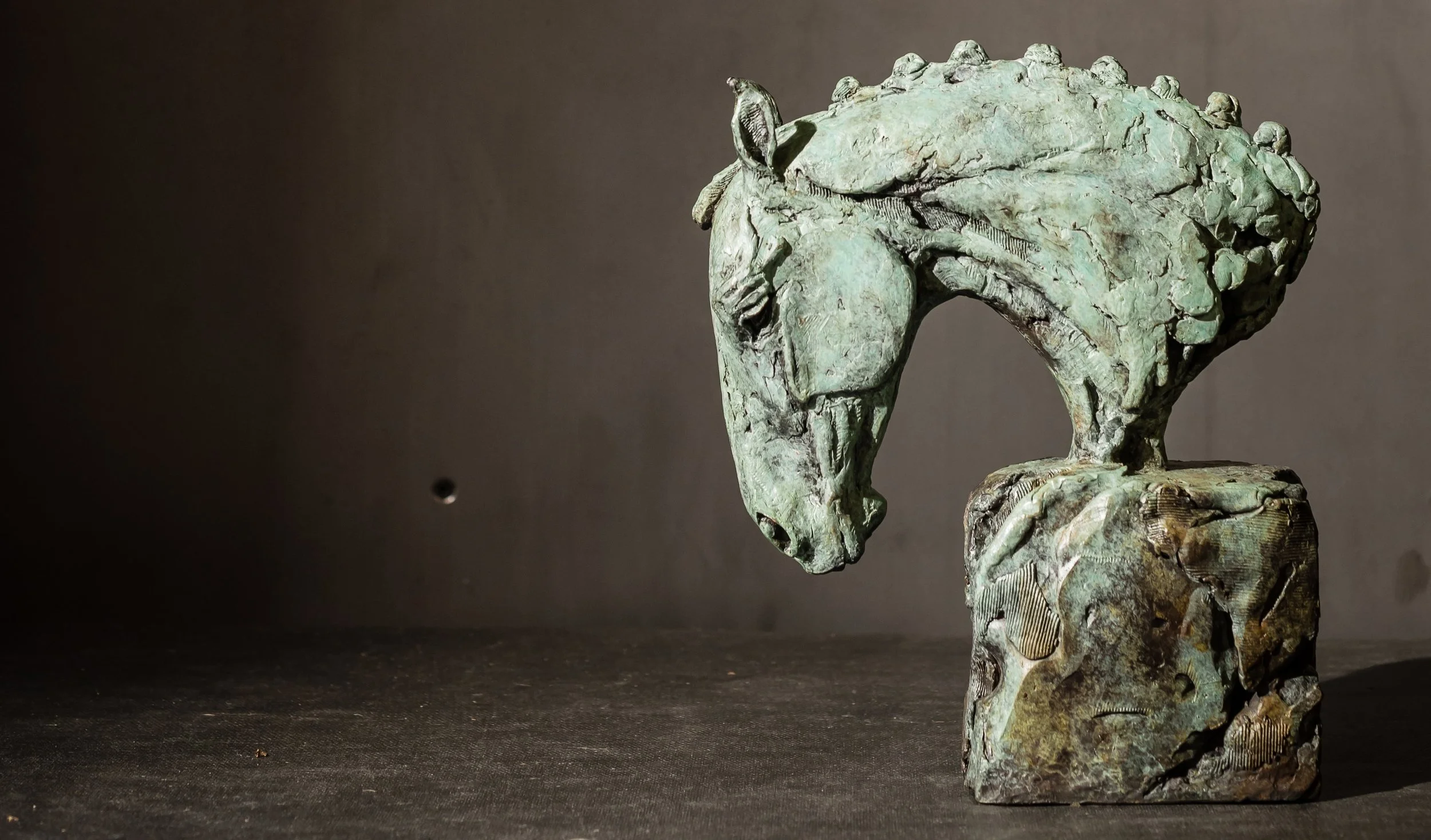 Elegant Repose, bronze horse bust sculpture by Stephanie Revennaugh