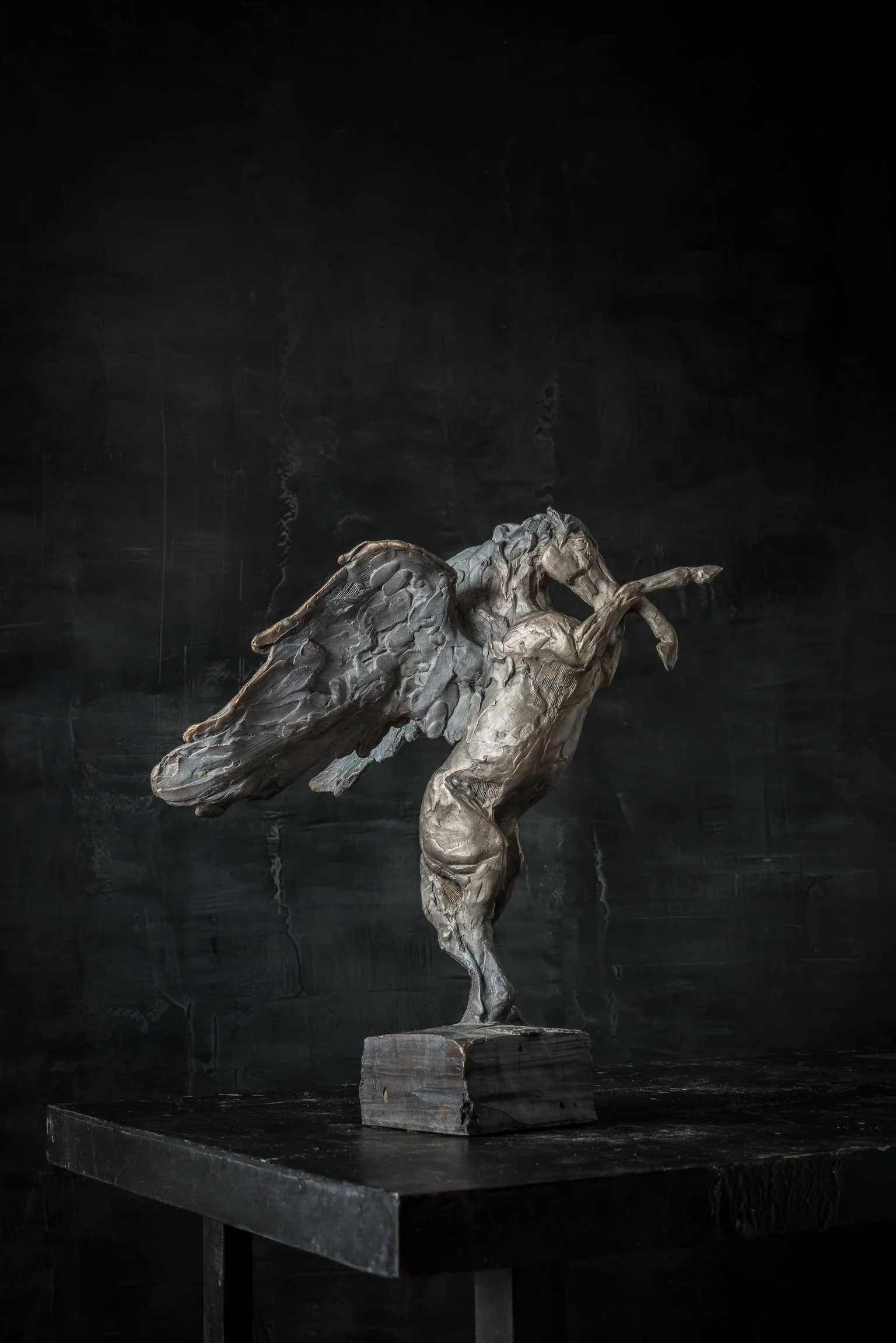 On Brave Wings, bronze winged horse sculpture by Stephanie Revennaugh