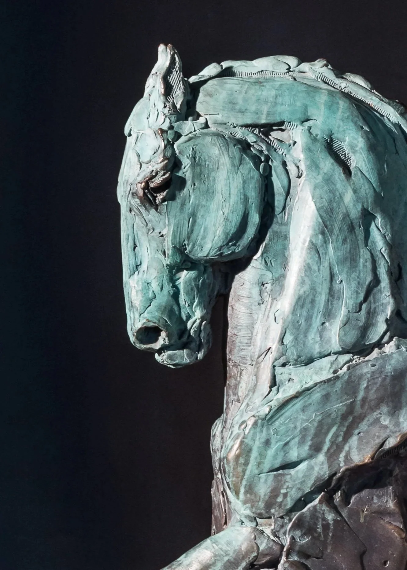 Olympia, Bronze horse bust on stone by Stephanie Revennaugh