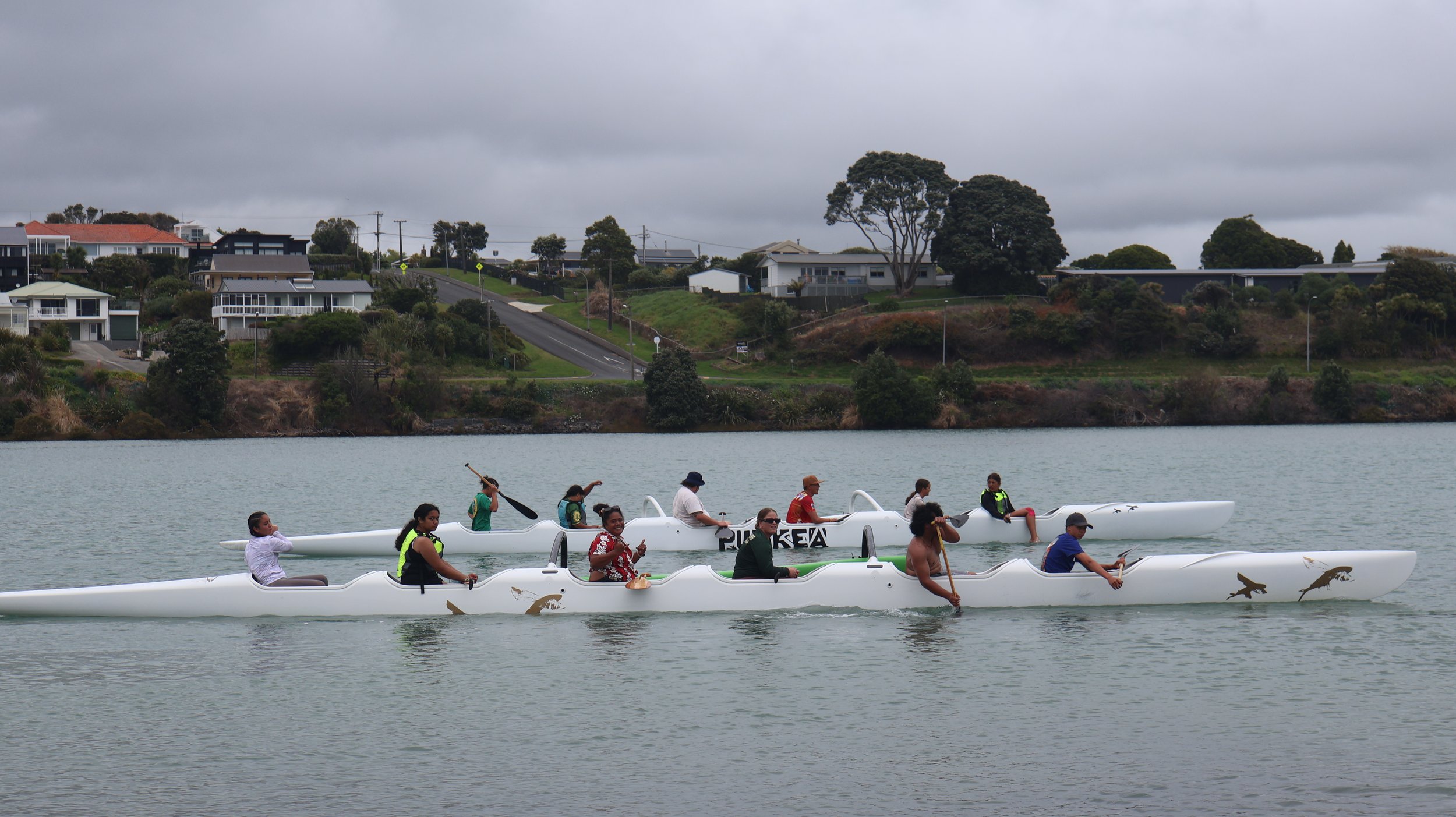 Joining aunty Lana Hartstone and her paddlers on the Whaingaroa in Raglan