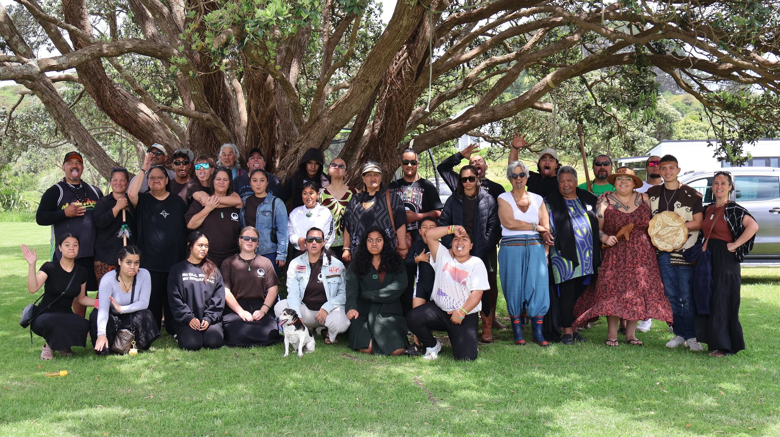 Gathered at Kokiri Centre, Te Kōpua, to meet with Angeline Ngāhine Greensil, the daughter of Whaingaroa legend and Maori activist Eva Rickard.