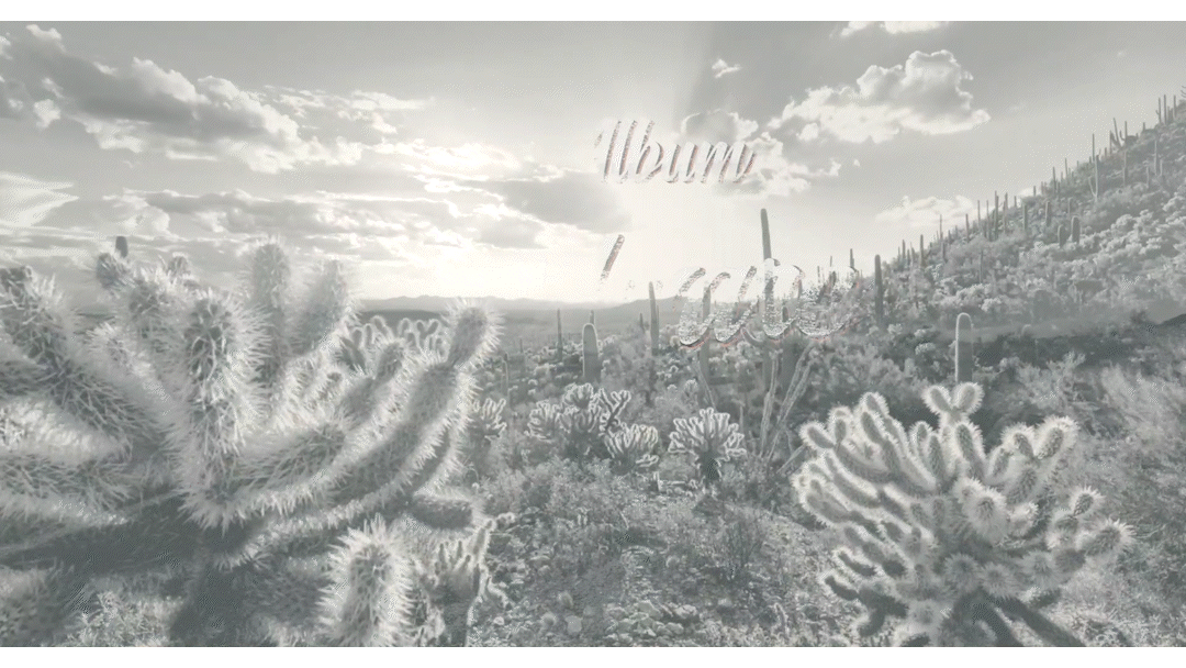 Desert landscape with cacti and hills, overlaid with the words 'Album' and '02' in stylized text.