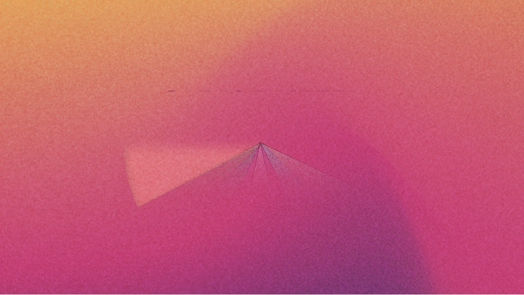 Abstract digital artwork with a pink gradient background and geometric lines converging at a point.