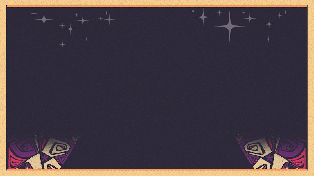 Blank decorative border with stars and abstract patterns.
