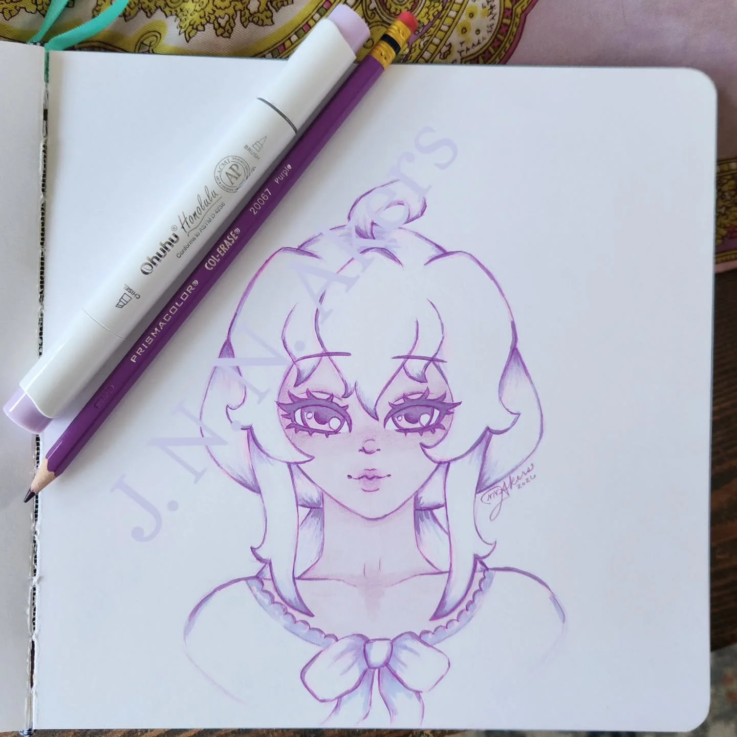 Col-Erase pencils are one of my new favorite art supplies. 🥰
.
.
.
#ohuhu #prismacolor #colerase #sketchbook #anime