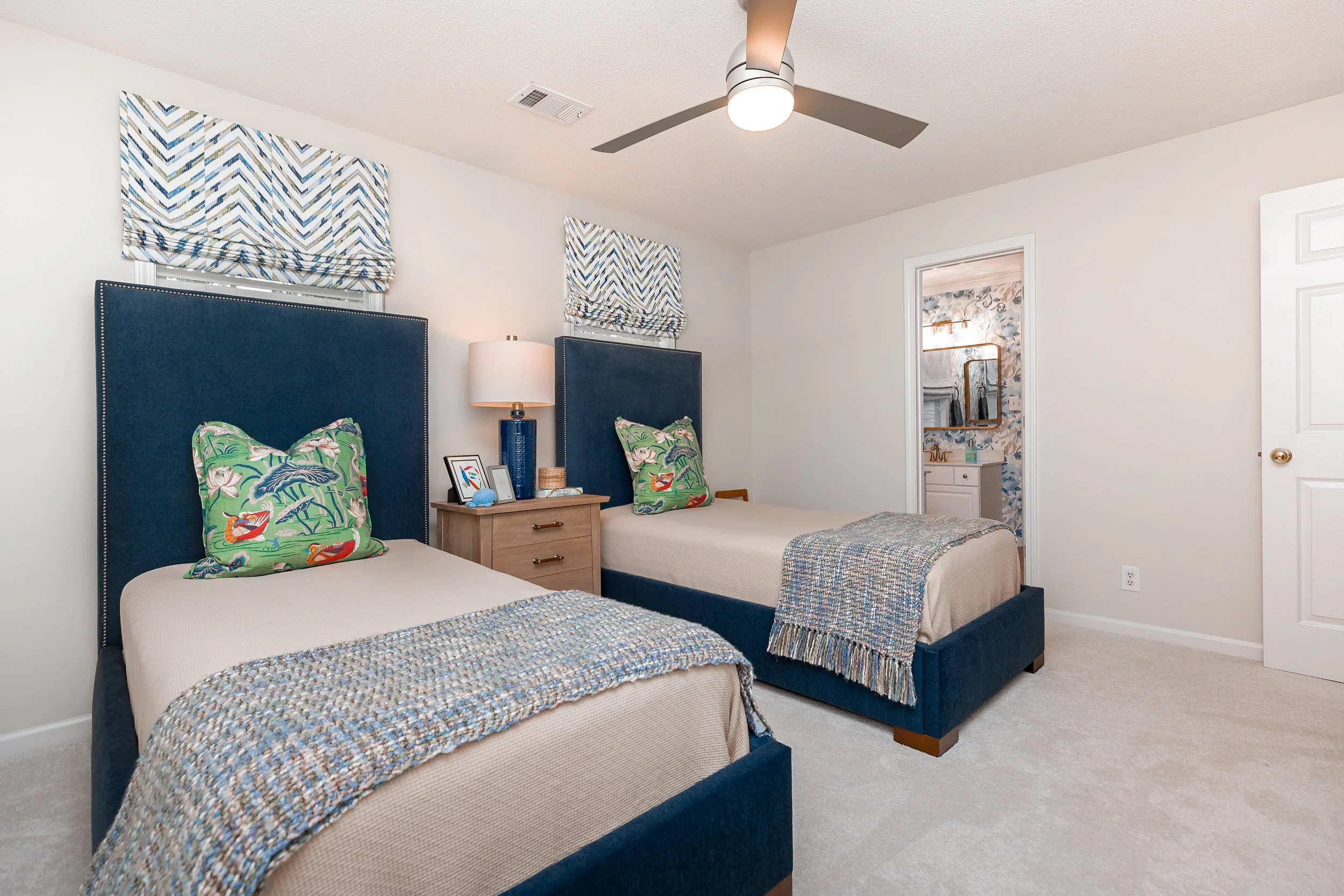 A stylish twin bedroom by Cossart Design, featuring custom pillows, elevated furniture, and layered textiles. The space is playful, functional, and welcoming, designed to offer guests comfort without compromising on style.
#TwinBedroomDesign #LuxuryI