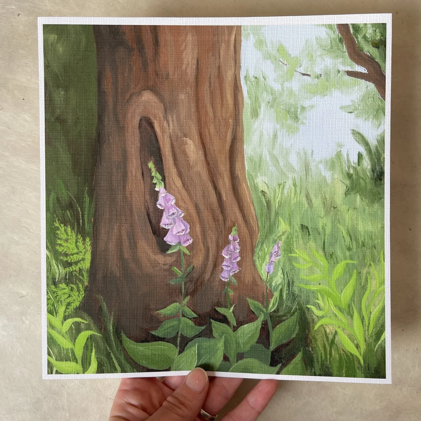 &ldquo;Fae are near&rdquo; 
Canvas print 
8inch x 8 inch

This piece was originally created for the Mighty Mini show at @creativewellarts and is now a print! ✨ 

Featuring foxglove flowers and a lush green landscape, this piece focuses on the balance