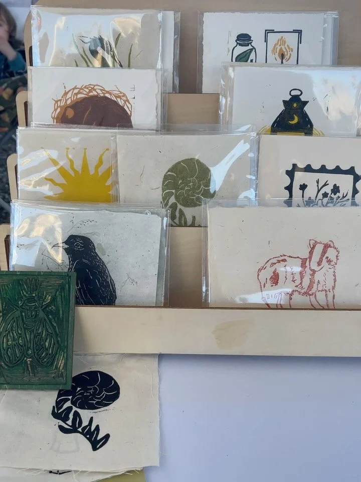 Misfit Market Tomorrow 9-2 in the Crocs Parking Lot. @misfitsmarketvb 

It&rsquo;s going to be a beautiful day outside. Come check out the creatives of our community. 

I will have new totes, framed and unframed relief prints and some new paintings! 