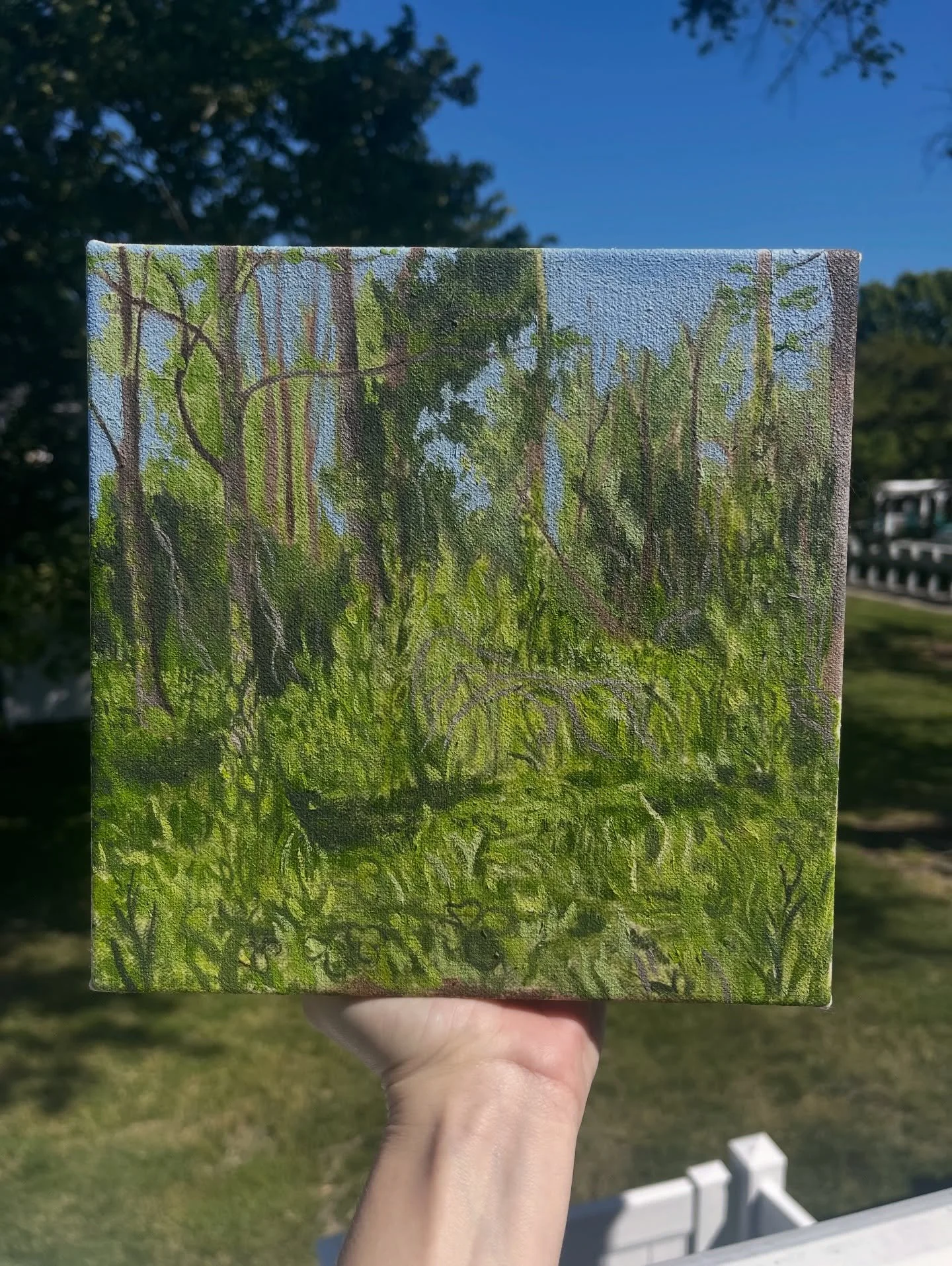 &ldquo;The Overgrowth&rdquo; 
8x8 
Oil on canvas 

1 of 3 pieces apart of the Mighty Mini show. Opening is this Saturday May 9th 6:30 -9:30p at @creativewellarts . View 80 artists work, all the same size and price. 

This piece was inspired by a rece