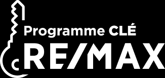Logo de REMAX avec texte 'Programme CLÉ CREMAX' en blanc sur fond noir.