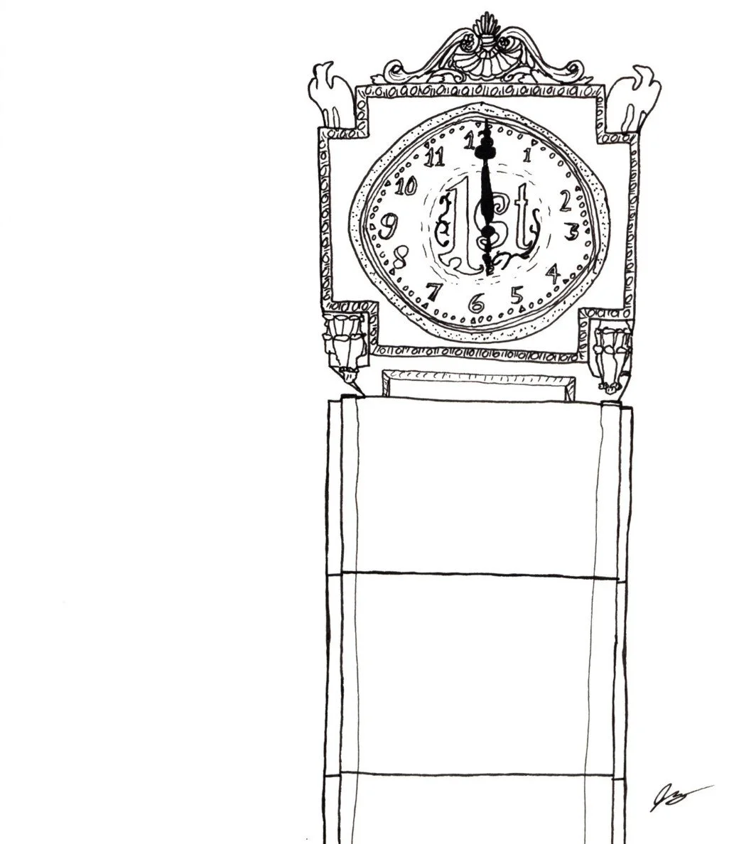 Chase Bank HQ Plaza clock in Chicago contour drawing