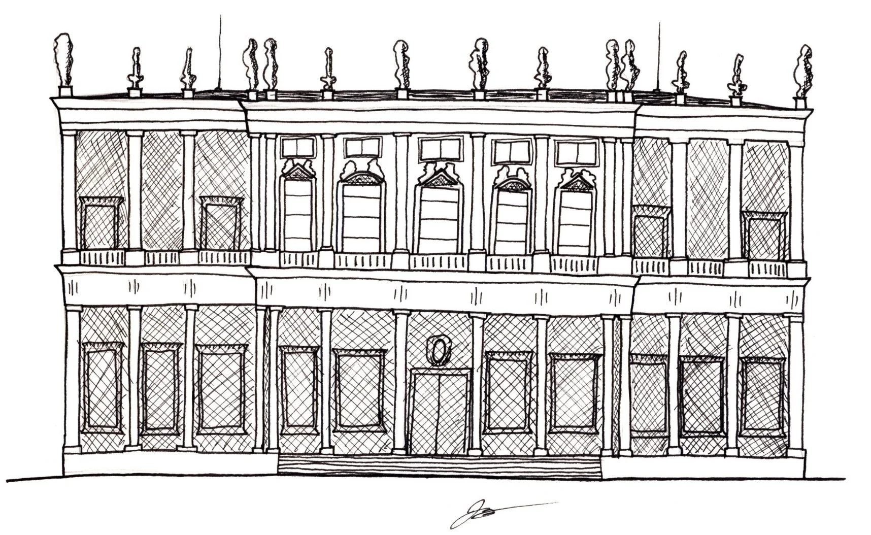 An elevation of the Palazzo Chiericati in Vicenza