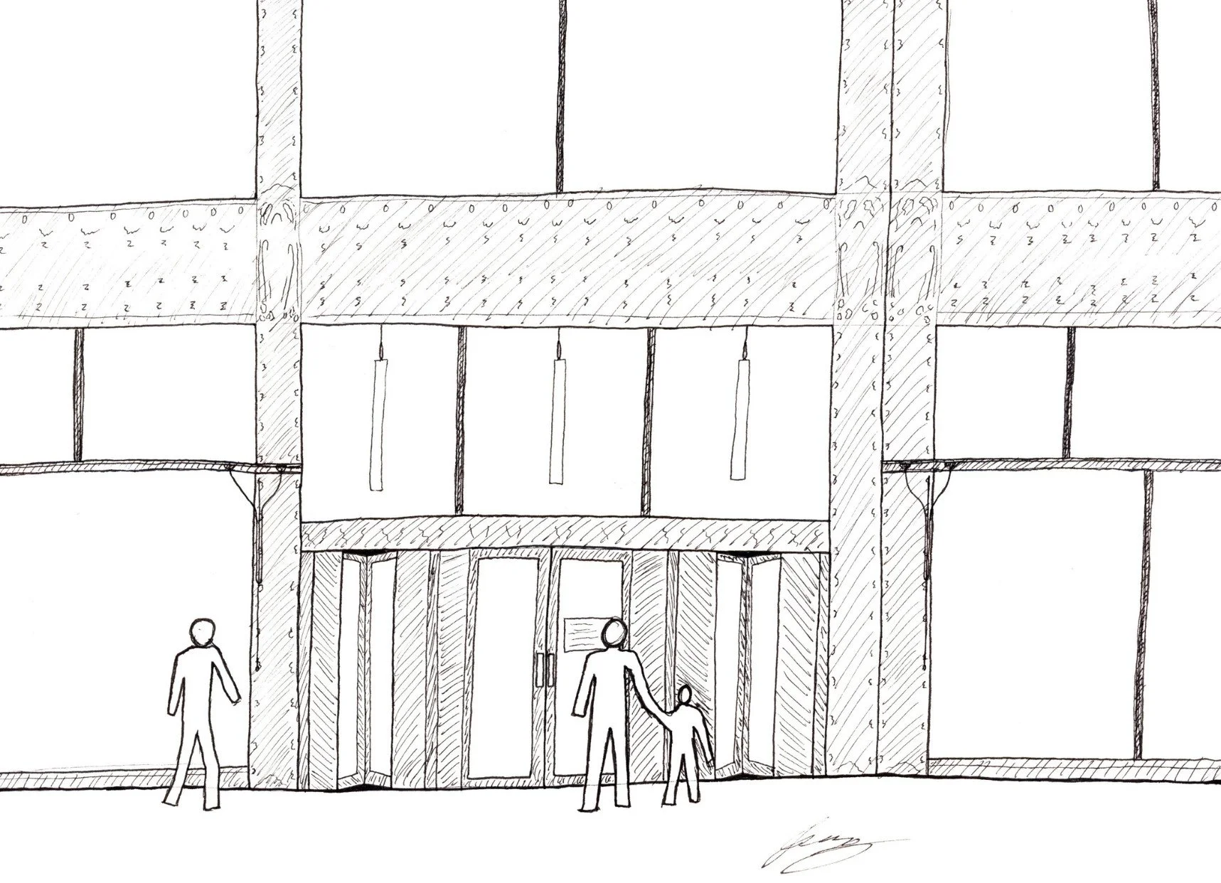An elevation drawing of the Sullivan Center in Chicago