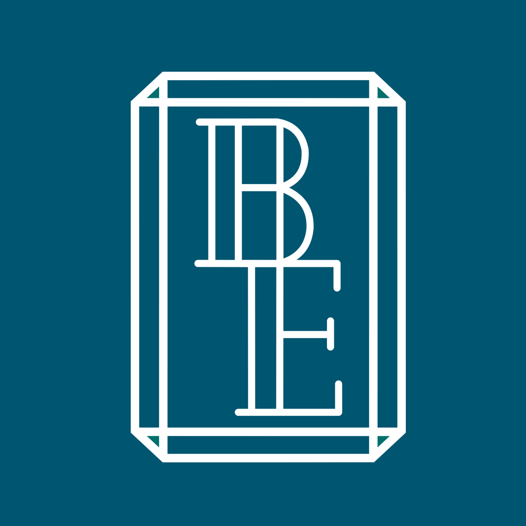 A logo designed for Blue Emerald optimized for social media logos to stand out  ~ designed in Canva
