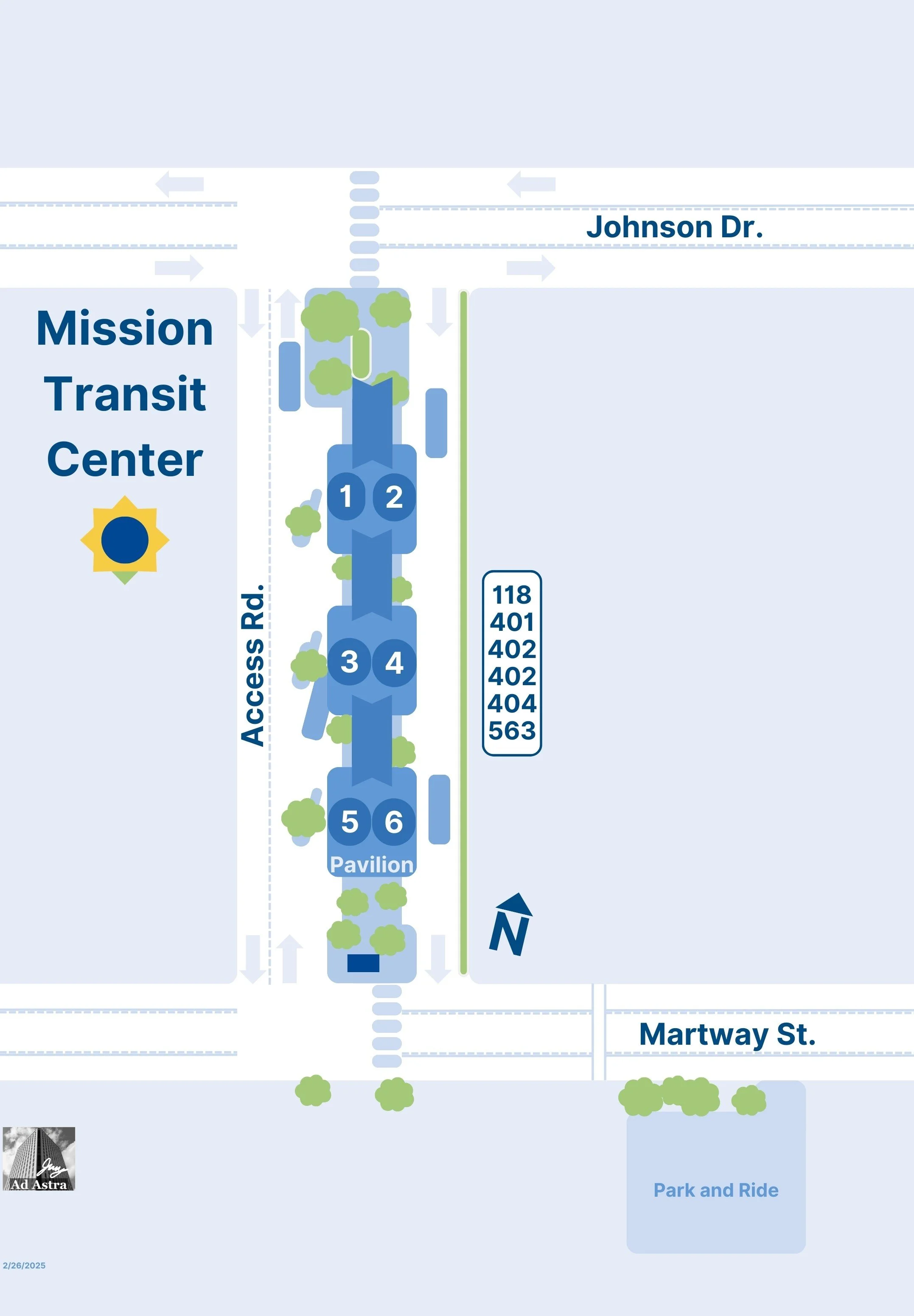A diagram of the Mission Transit Center done in the KCATA style ~ designed in Canva
