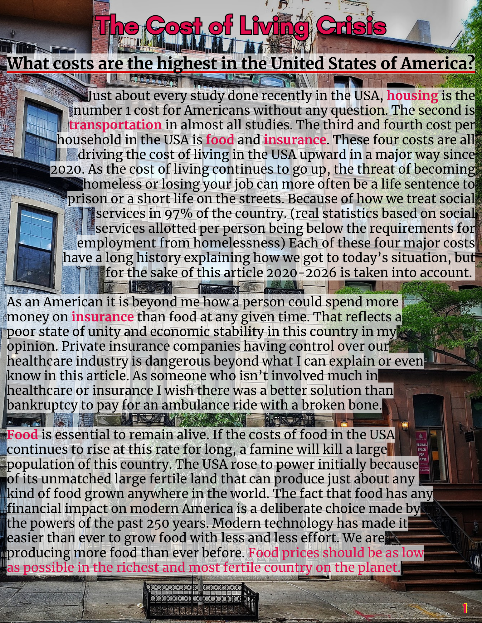 Page 1 - The Cost of Living Crisis