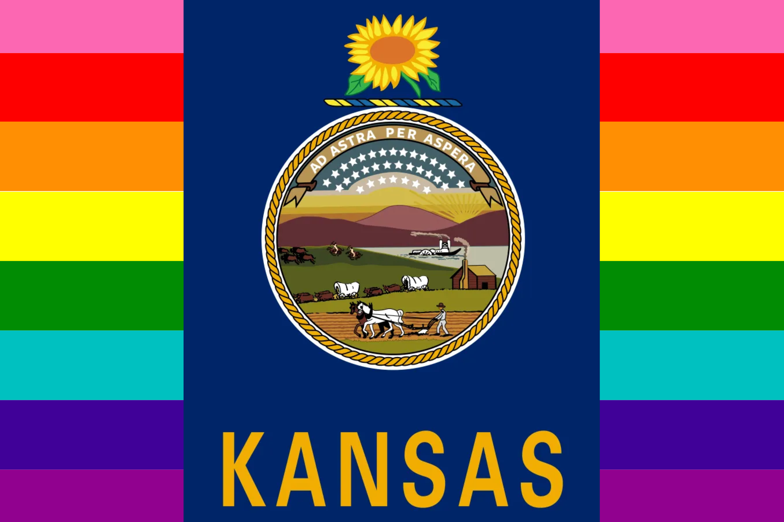 A sticker designed to represent queer Kansans ~ Designed in Canva