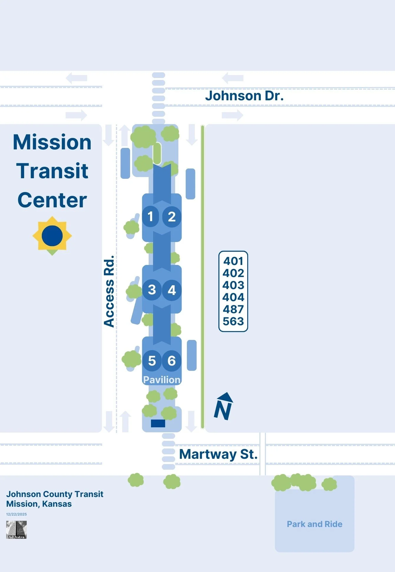 A diagram of the Mission Transit Center done in the KCATA style ~ designed in Canva