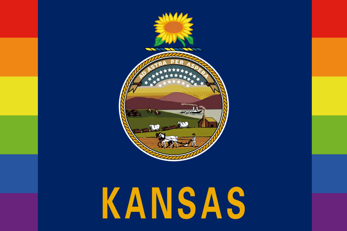 A sticker designed to represent queer Kansans ~ Designed in Canva