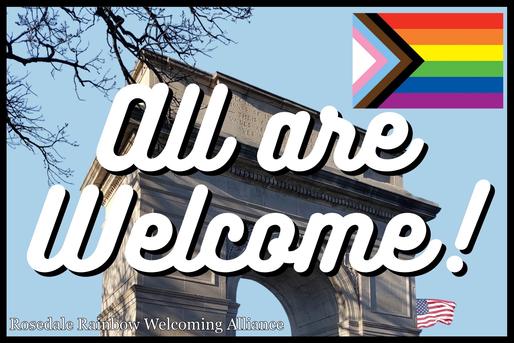 An "All are Welcome" RRWA decal for local businesses ~ Designed in Canva