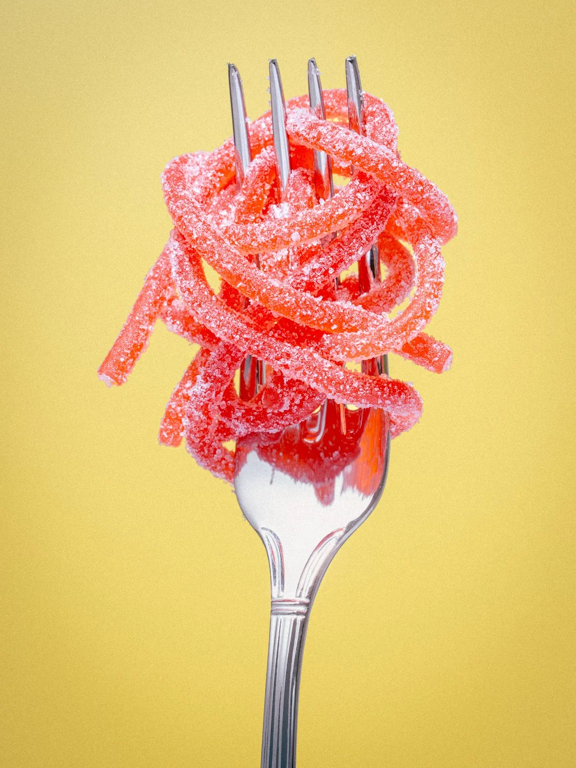 Wrong Material Series | Gummy Spaghetti on Fork.