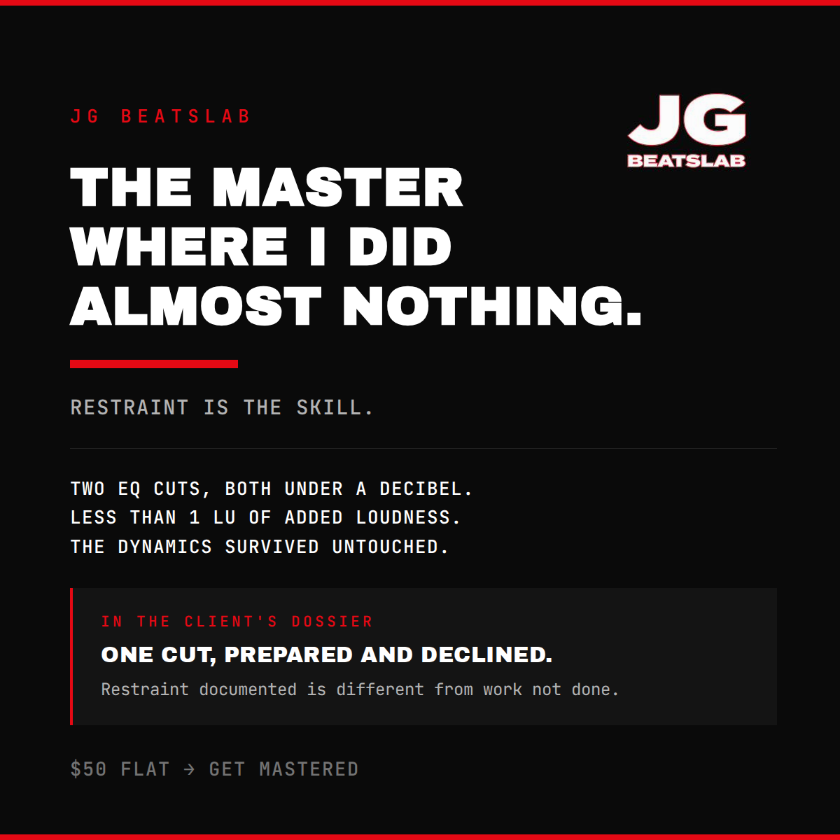 The Master Where I Did Almost Nothing