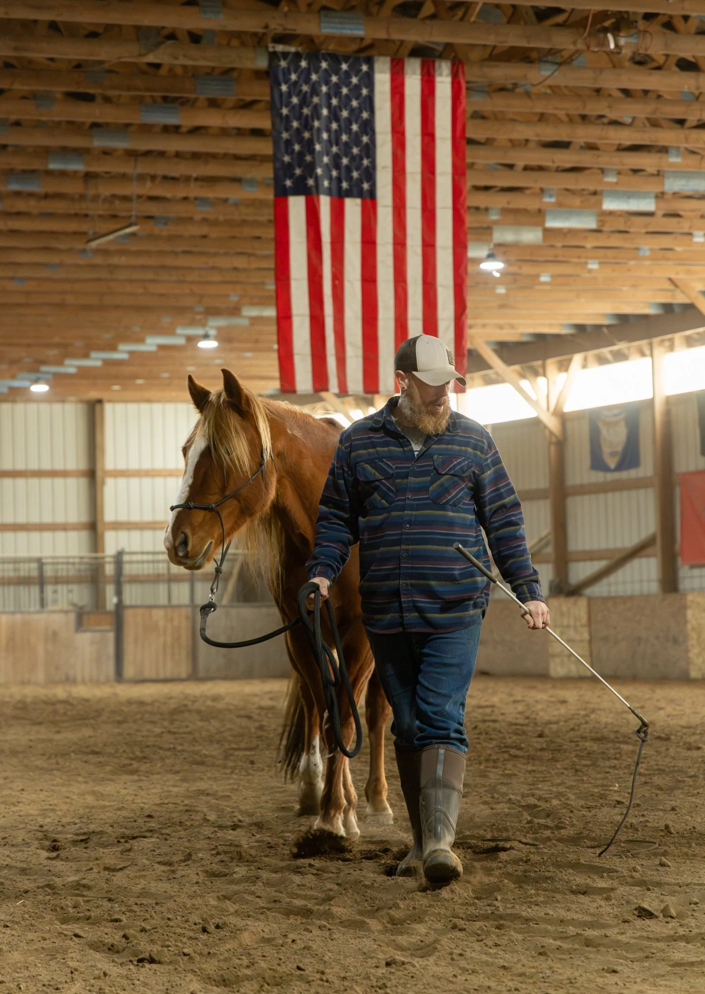 Phil Wytrwa walks with Northstar at Rose Hill Ranch in Naples, NY