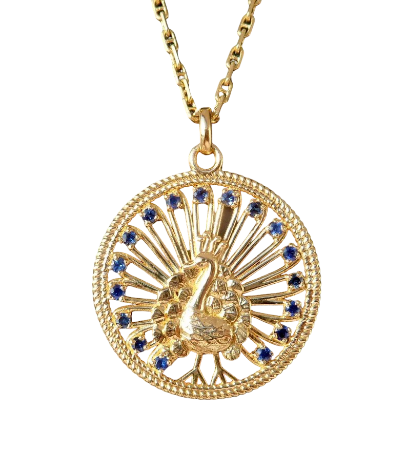 Peacock Charm / Love pendant, 18k Gold