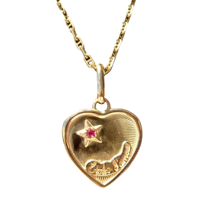 French ' Etoile d'amour ' Charm / Love pendant, Signed Etoile d'amour, 18k Gold