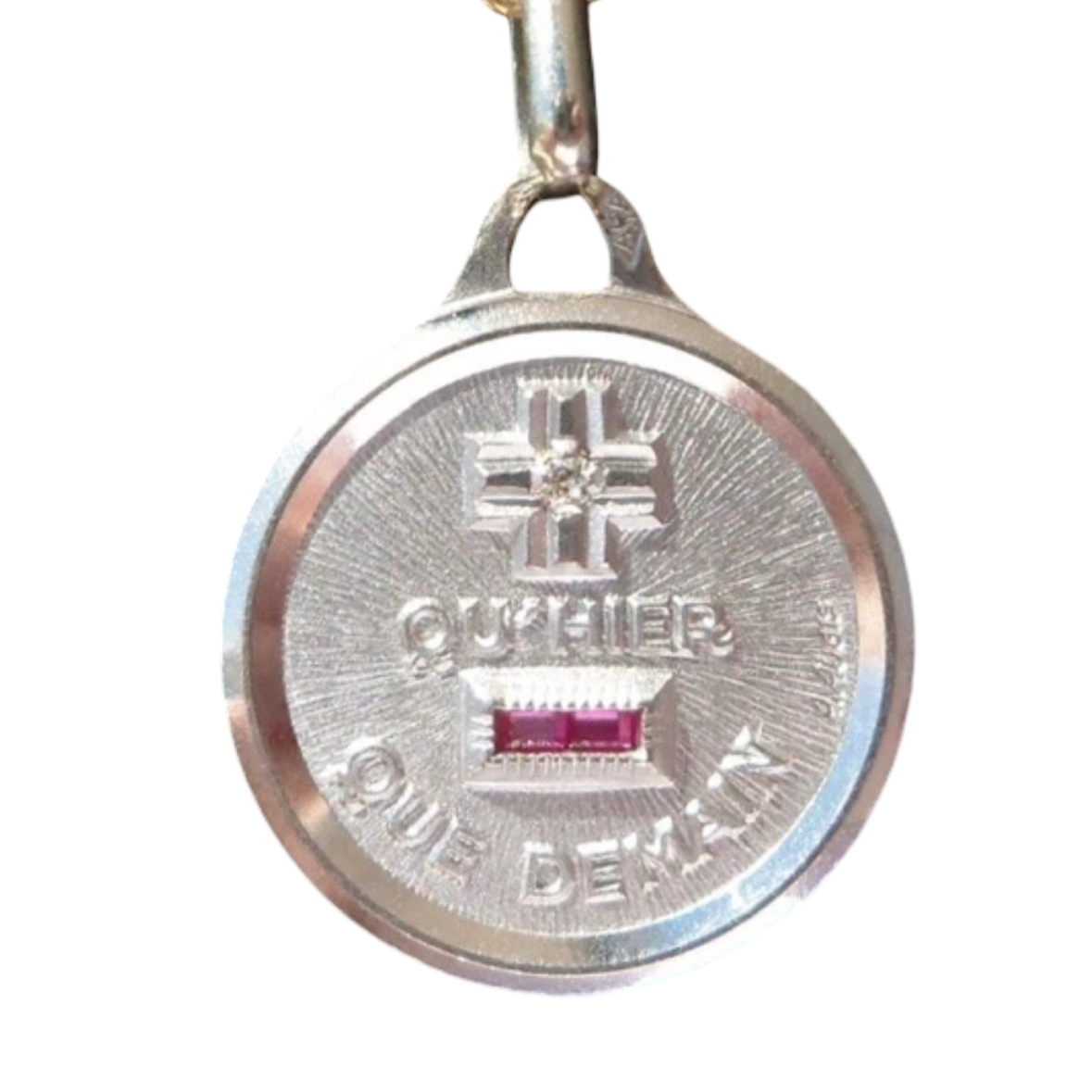 Vintage French ' + qu'hier - que demain ' Charm / Love pendant, Signed A.AUGIS, 18k Gold