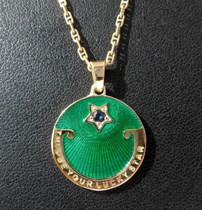 Deep Ocean ' Lucky Star ' Charm / Love pendant, Signed RIPP, 18k Gold