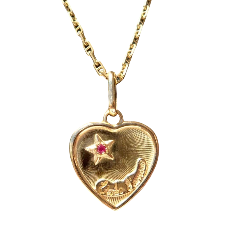 French ' Etoile d'amour ' Charm / Love pendant, Signed Etoile d'amour, 18k Gold