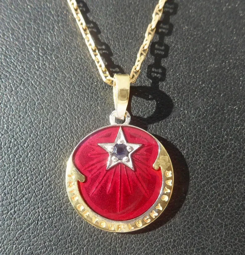 Deep Ocean ' Lucky Star ' Charm / Love pendant, Signed RIPP, 18k Gold