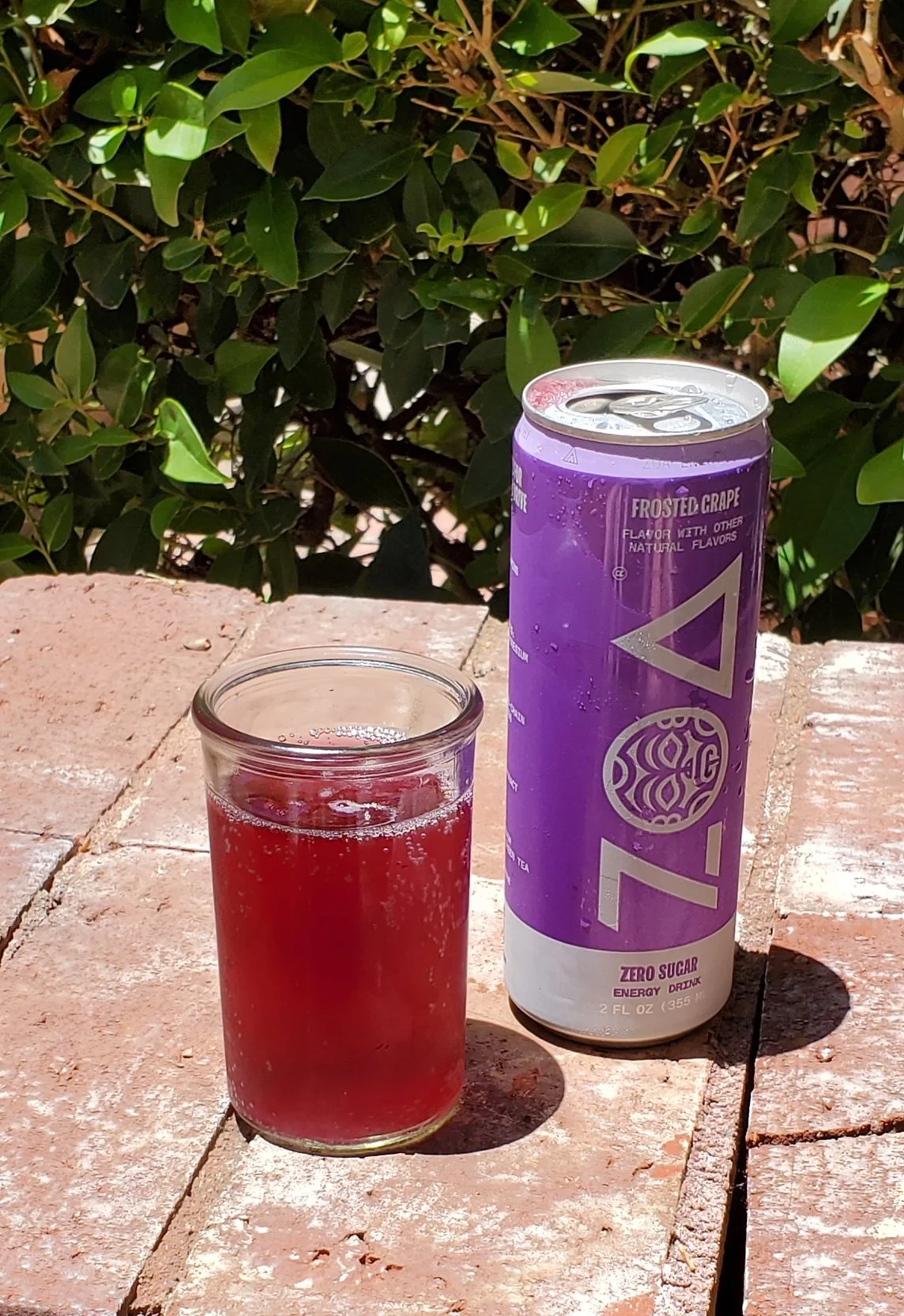 This is a ZOA Zero Sugar Energy Drink in the Frosted Grape flavor