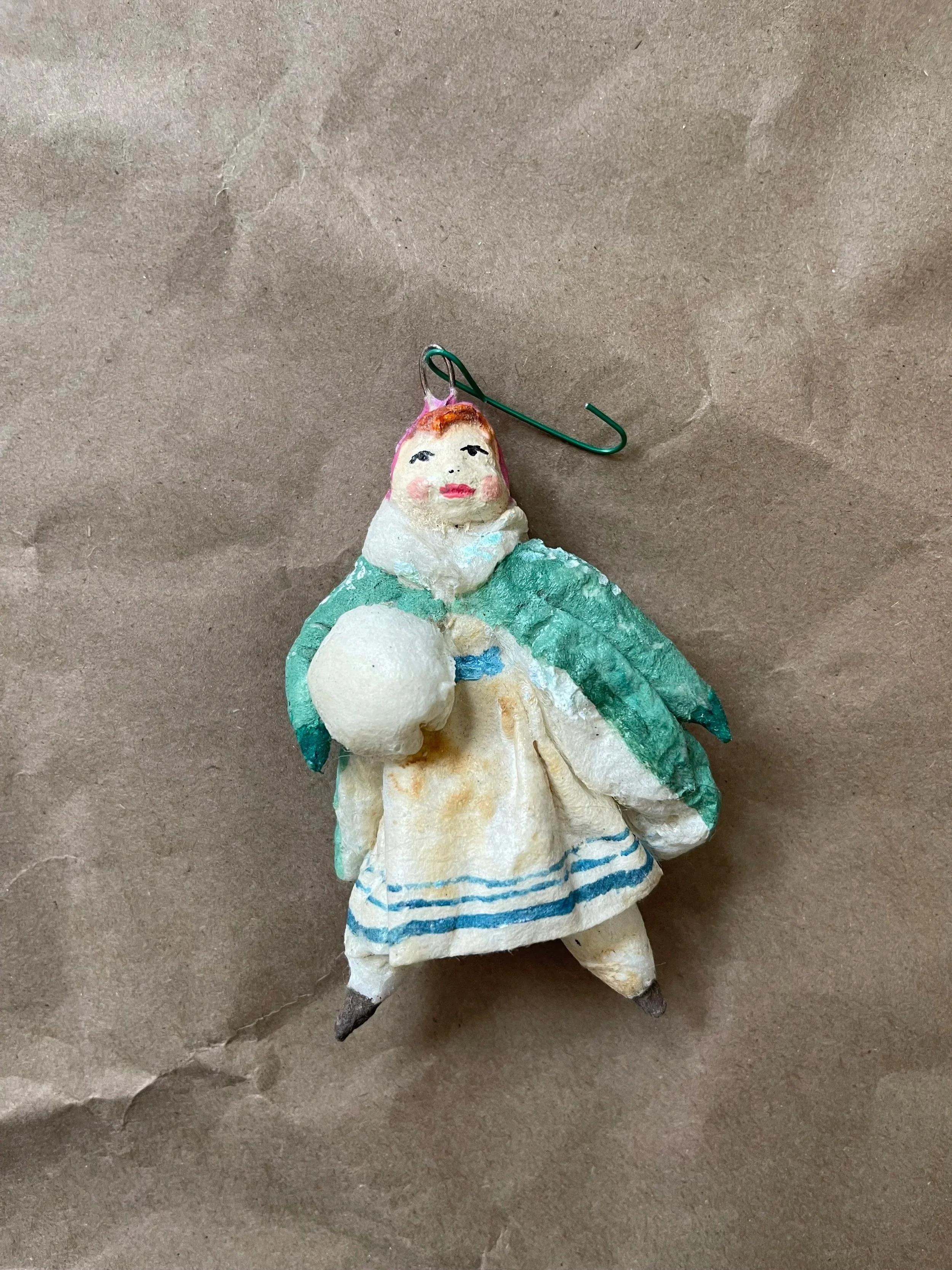 Russian spun-cotton woman figure ornament.