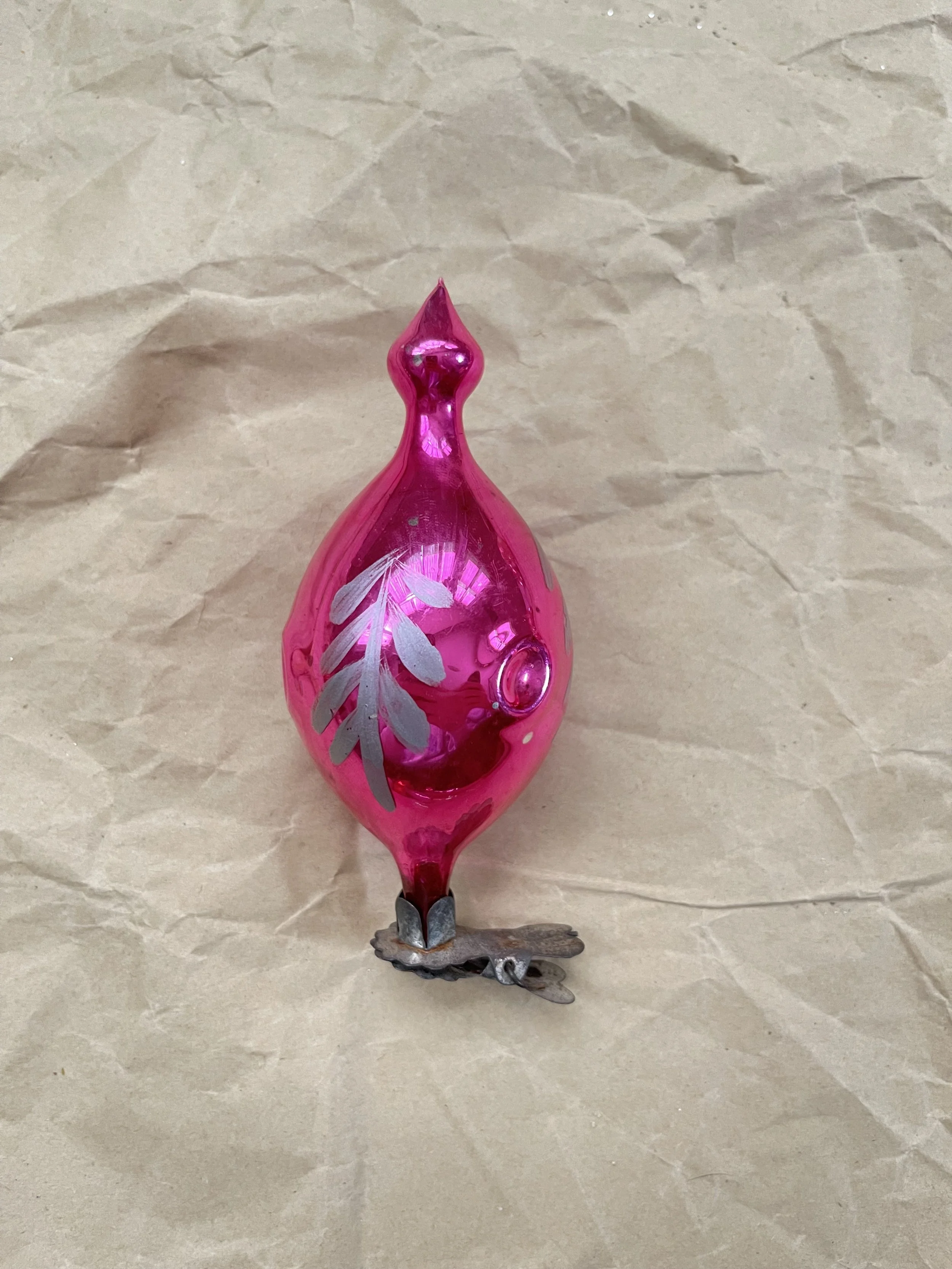 Vintage USSR Glass Clip-On Finial Ornament
