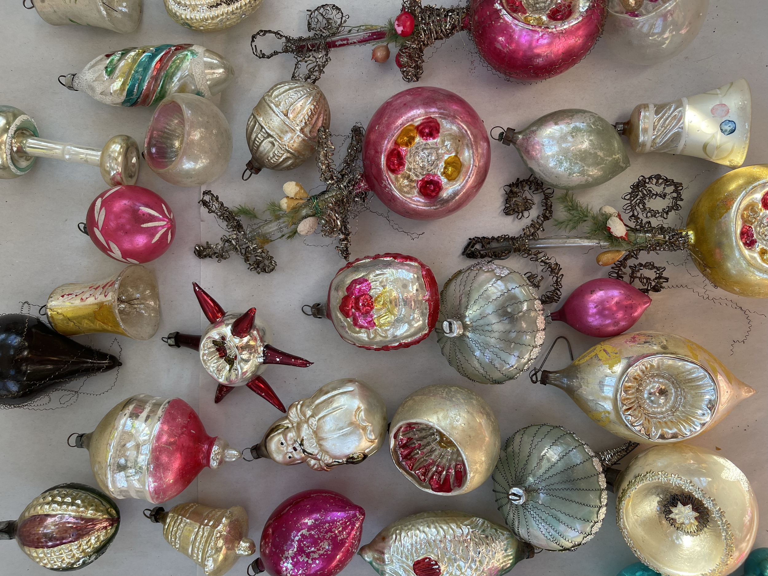 antique German figural Christmas ornaments