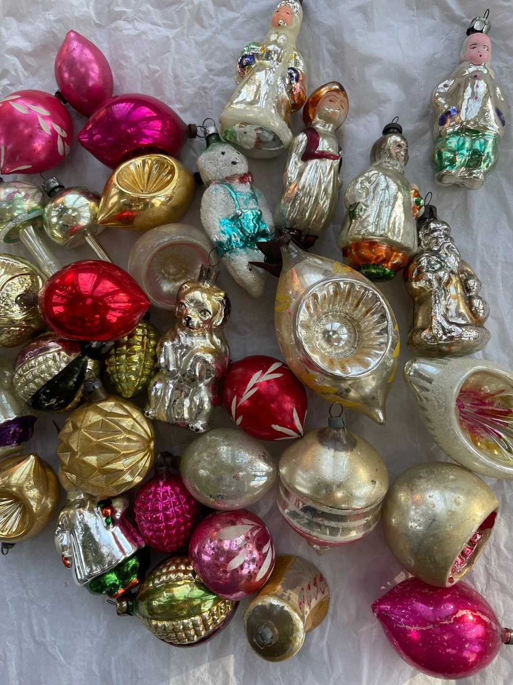 Vintage and antique USSR and German Christmas ornaments