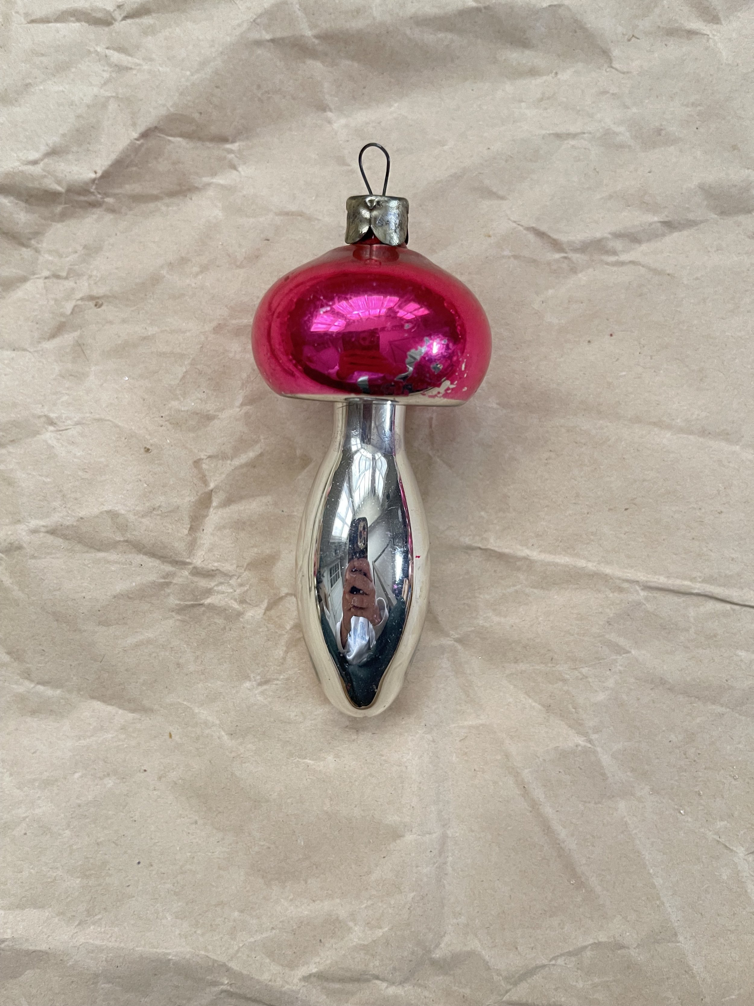 Vintage Hot Pink USSR Mushroom Ornament