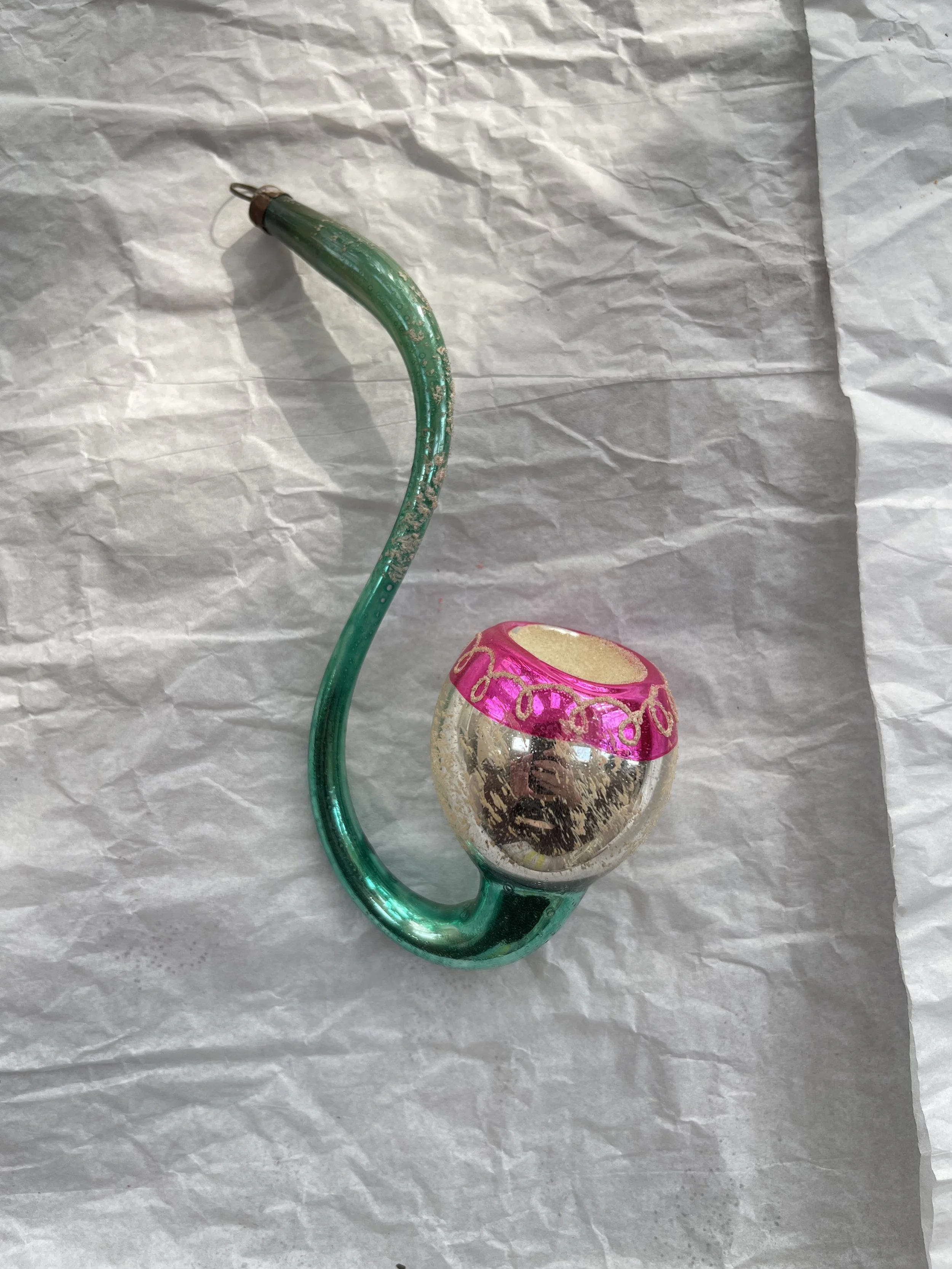 Vintage German Glass Pipe Ornament