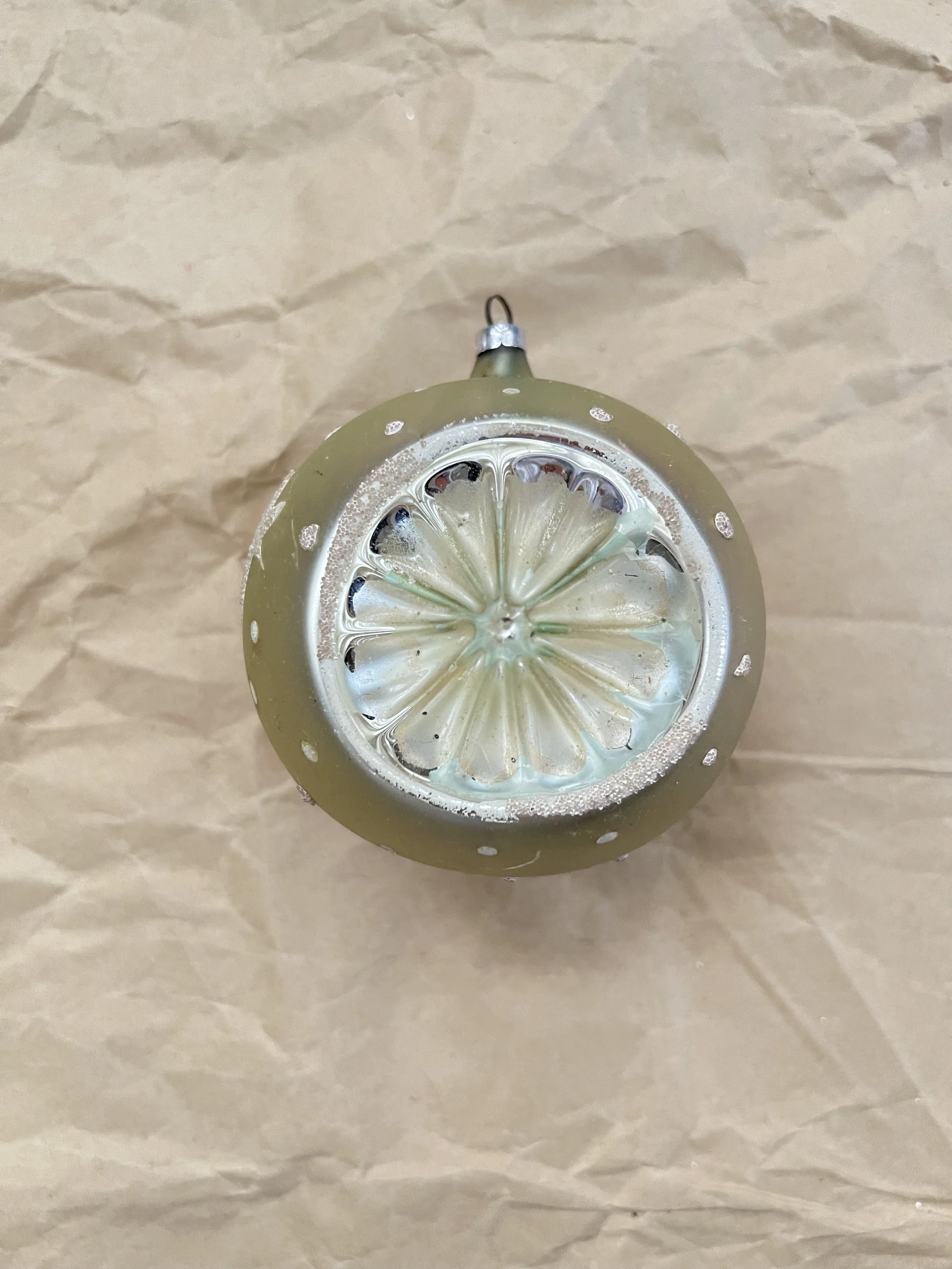Vintage Light Teal Shooting Star Indent Ornament with Venetian Dew