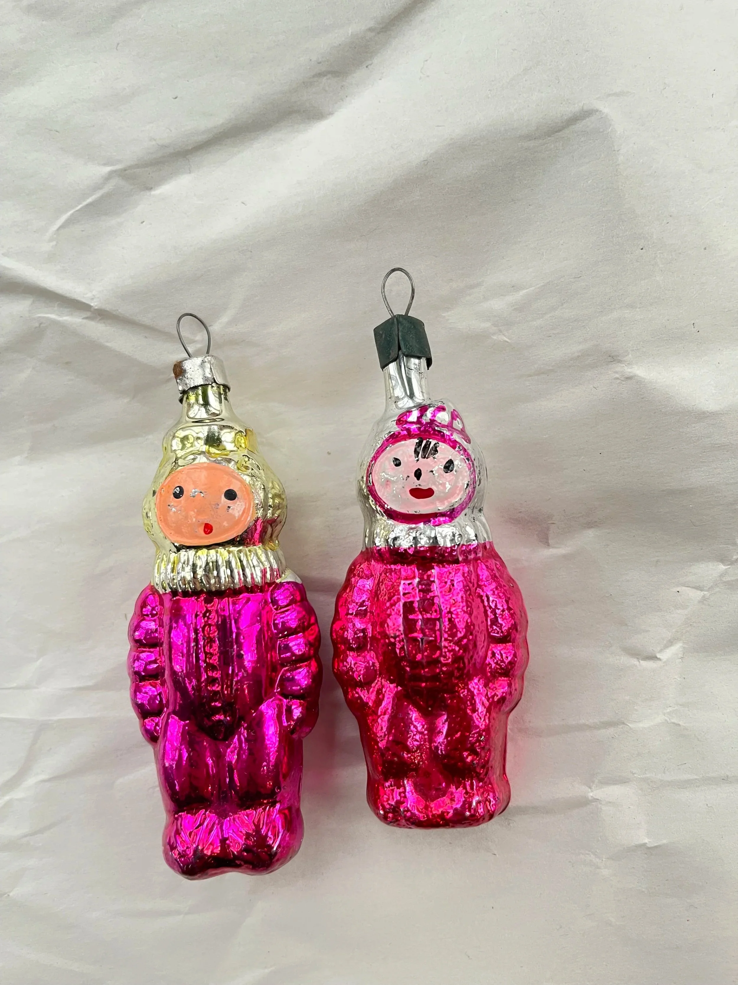 USSR Spaceman Ornament Pair — Painted Faces.