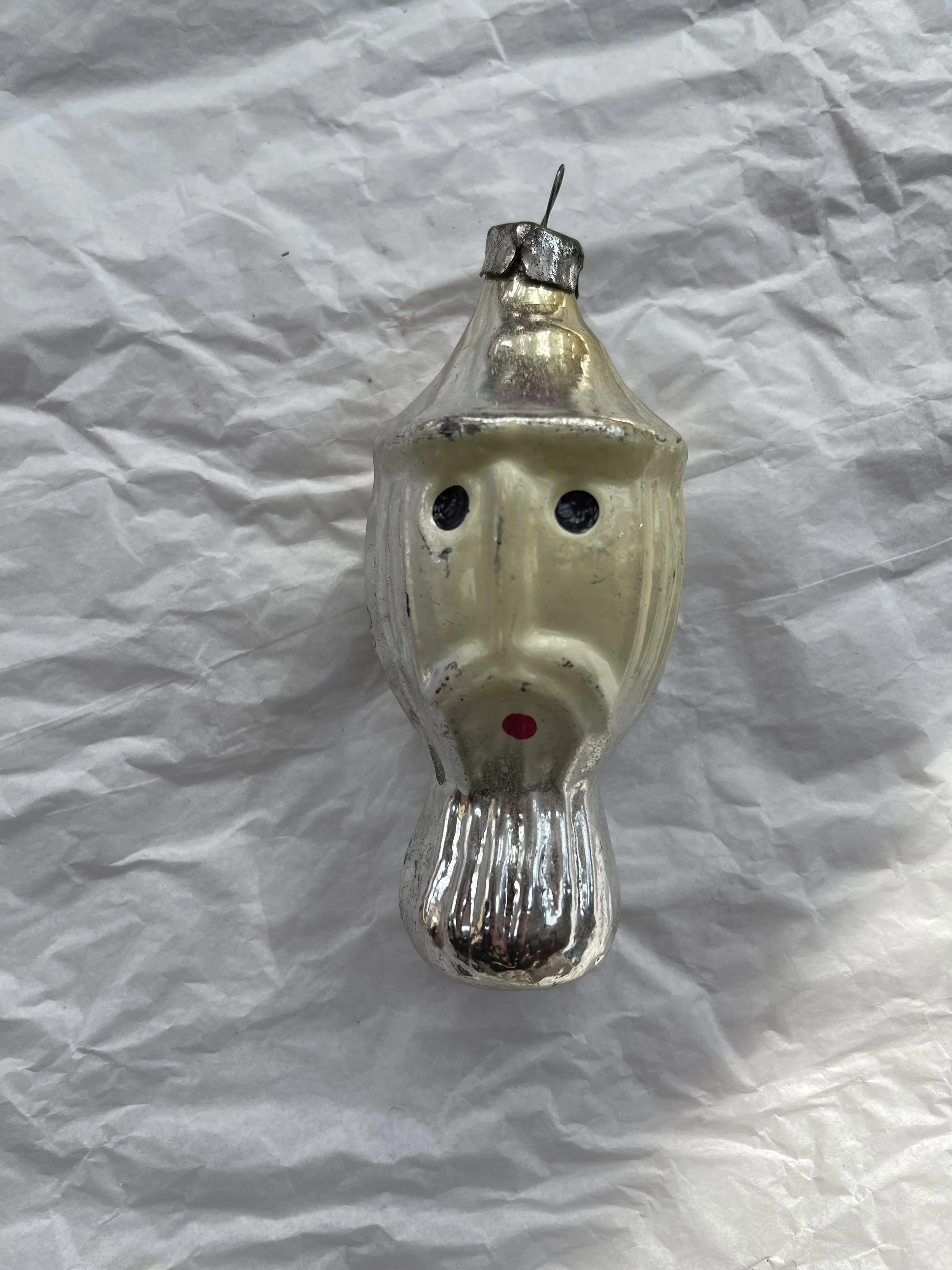 Vintage USSR Figural Man Glass Ornament