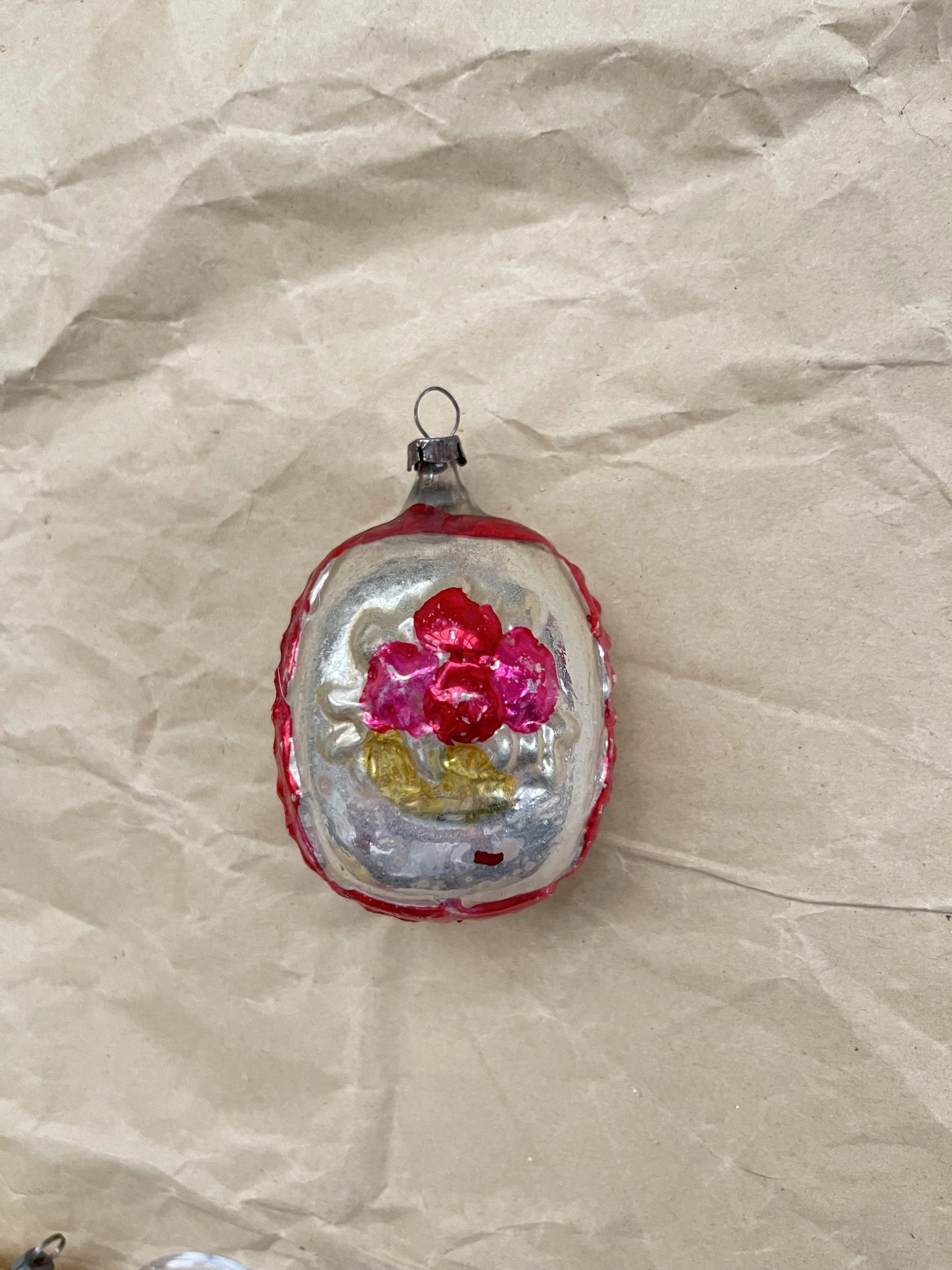 Antique Embossed Ornament with Bouquet and Flowers