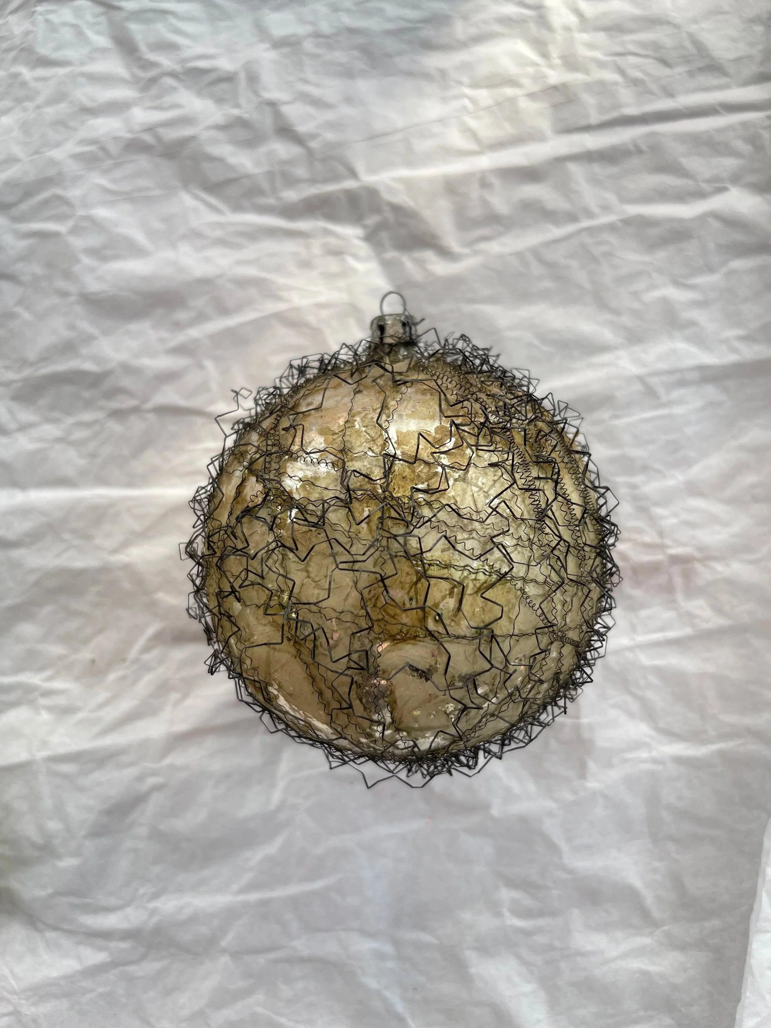 Antique Leonian Wire Wrapped Glass Ornament.