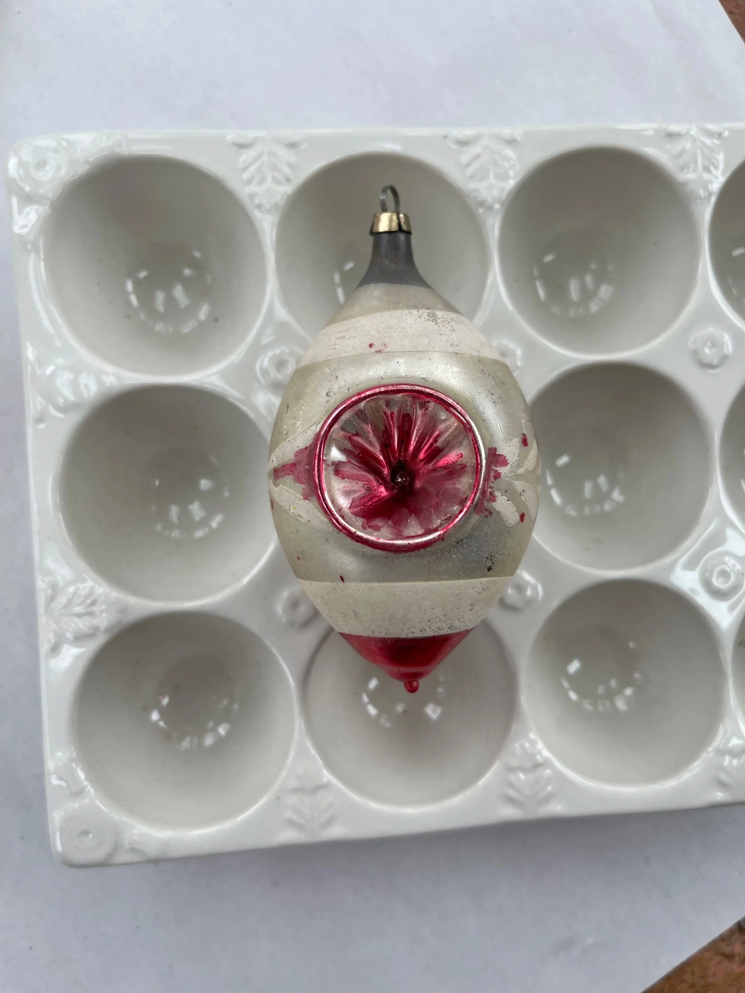 Antique German red reflector ornament.