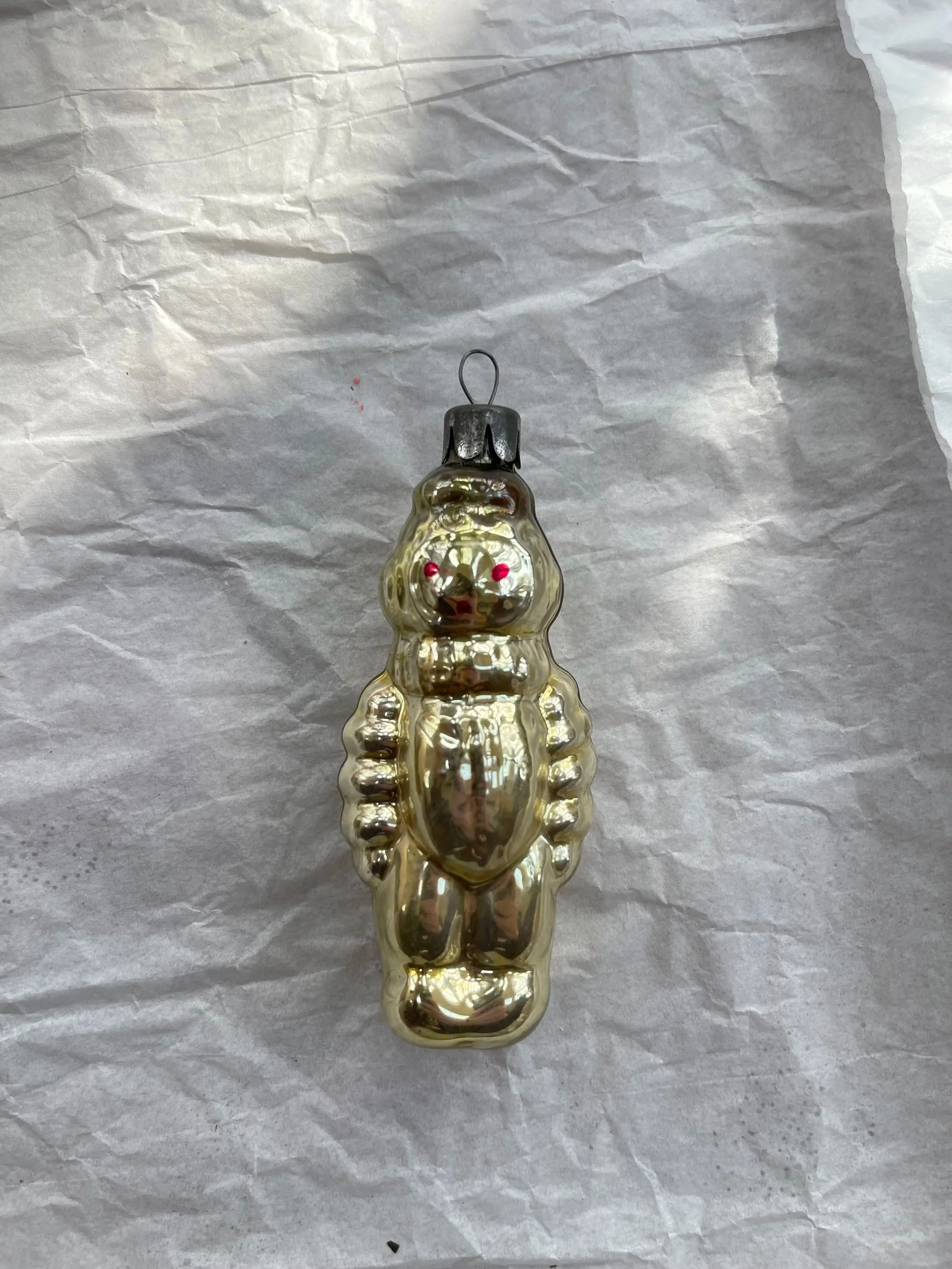 Vintage USSR Cosmonaut Glass Ornament with Painted Face.